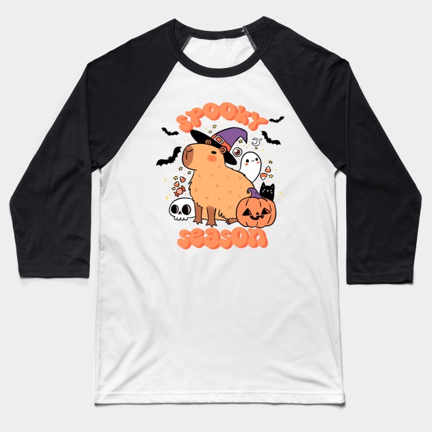 Spooky season  a cute capybara ready for halloween Baseball T-Shirt by Yarafantasyart